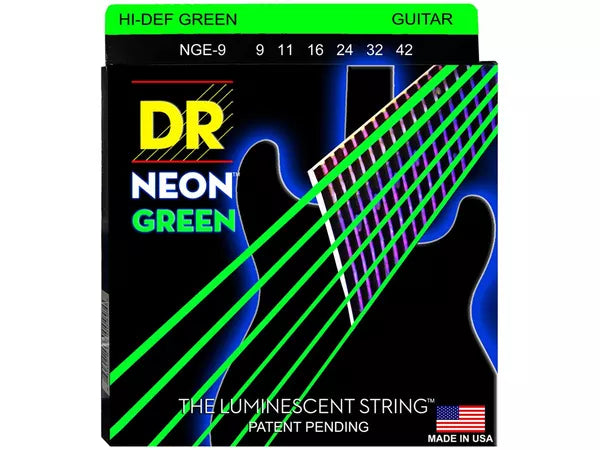 DR STRINGS NGE-9 Neon Hi-Def Green Electric Lite