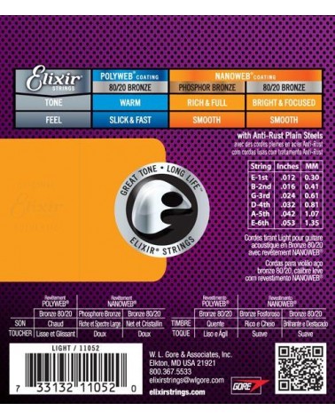 Elixir Nanoweb Light Phosphor Bronze Acustica 12-53