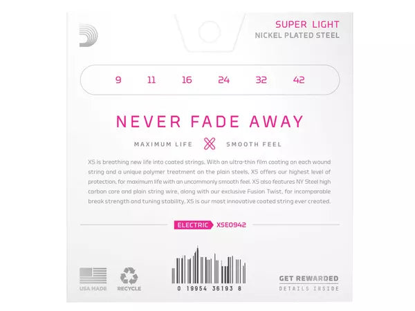 D'ADDARIO XSE0942 Coated Electric Strings Super Light - immagine 4