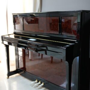 Wilhelm Schimmel Pianoforte vertcale C 121 T-5 Prestige schwarz poliert/Bubinga-Rollen Tradition Prestige